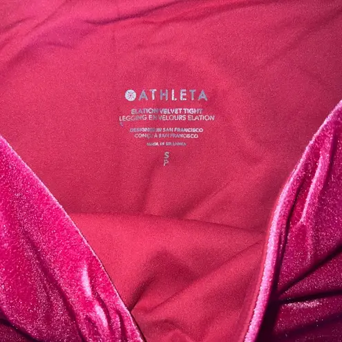 Athleta Pink Velvet Elation Leggings & Cropped Tank Top with Built In Bra Size S