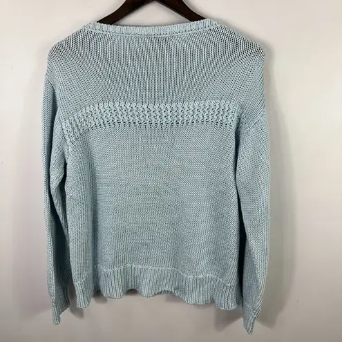 Elie Tahari Elie Tahari Sweater Womens L Blue Knit Pullover Minimalist Quiet Luxury Preppy