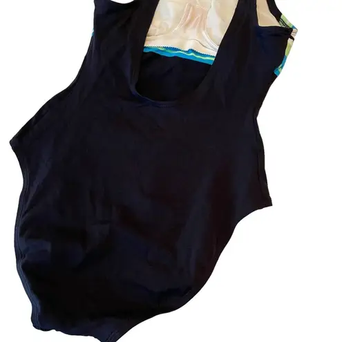 Vintage 70s Cole of California Bathing Suit Black Striped Mod MCM Movie Prop Size 6