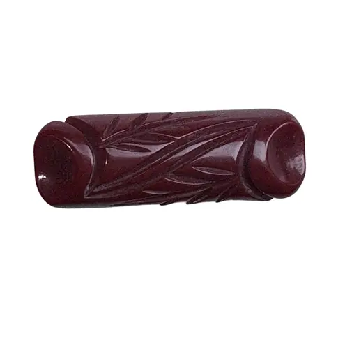 Vintage 1930s Carved Bakelite Dress Clip Deep Oxblood Red Leaf Motif