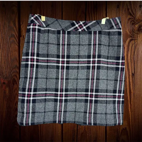 Eddie Bauer Skirt Womens Medium 6 Gray Plaid Tartan Wool Blend Lined Mini Winter