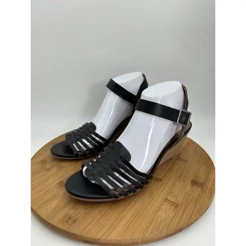 Susina Women's Black Gladiator Ankle Strap Terra Wedge Sandal 9