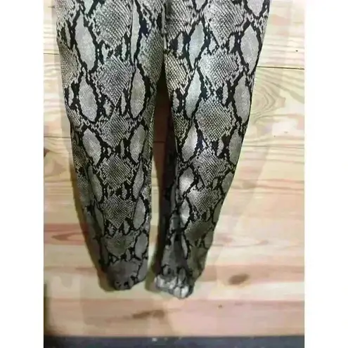 South Scoop Cowl Neck Satin Snakeskin Jogger Jumpsuit, S Tan