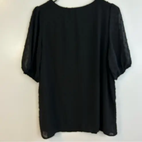 Baltic Born NWT Tawnie Swiss Dot Black Short Puff Sleeve Top Size Large