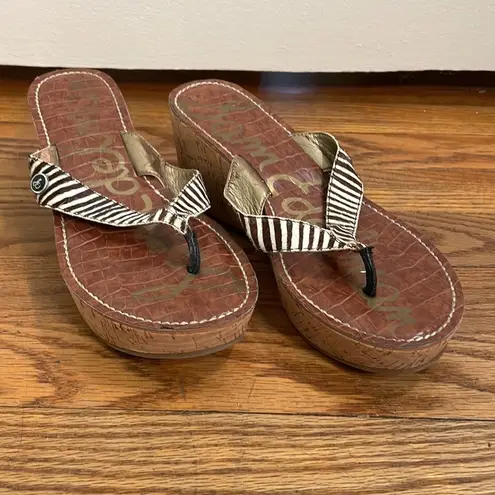 Sam Edelman  Wedge Sandals Brown Animal Print size 8