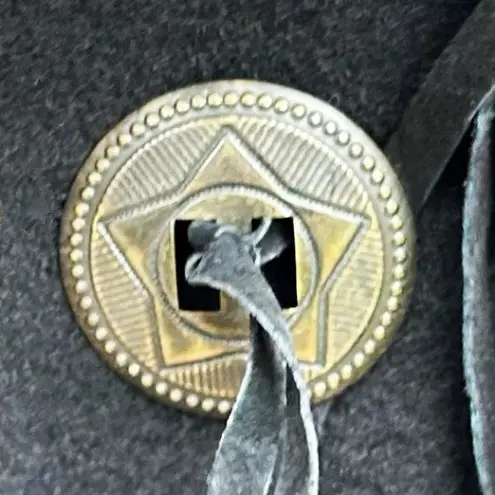 Vintage 80s Black Wool Suede Leather Fringe Concho Southwestern Coat~M~