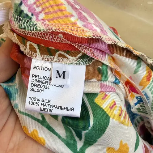 LA DoubleJ Pellicano dinner dress silk Floral Maxi size medium Red