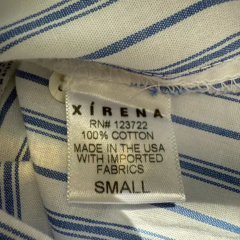Xirena Marlowe Coastal Stripe Midi Shirt Dress Women Small White Blue Preppy NWT