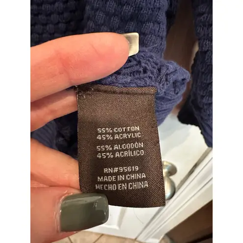 Women's Fever Blue Textured Crew Neck Sweater XL