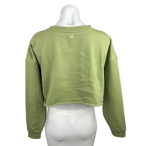 We Wore What Green Round Neck Long Sleeves Pullover Cropped Top Sweatshirt Size S