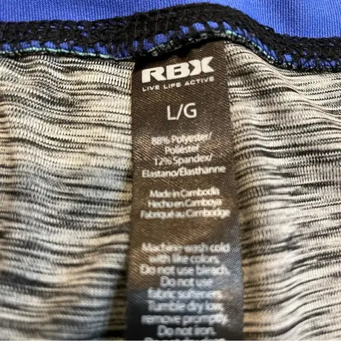 RBX Black & Gray Heathered Workout Leggings w/ Blue Panels Size L Size L