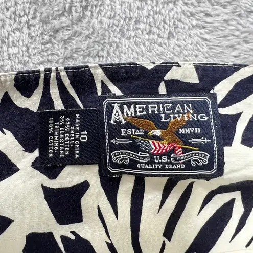 American Living Navy White Floral Fit & Flare Dress Belted Sleeveless Size 10