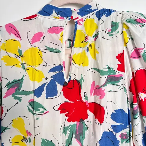 Rixo x Target Women’s White Floral Mock Neck Ruffle Midi Dress Size 2