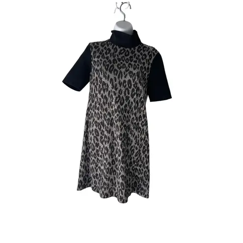 Catherine Malandrino Size Small Black Gray Leopard Print Midi Dress