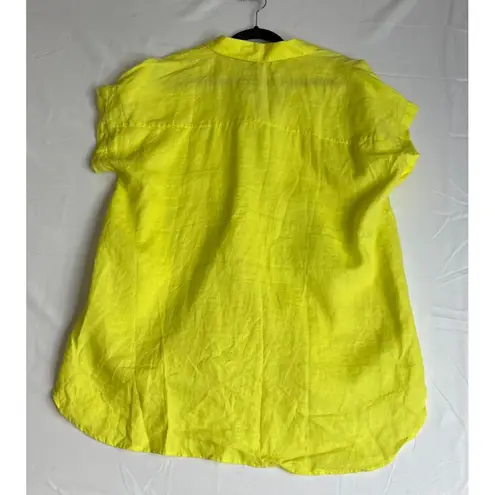 Ellen Tracy Ellen Tracy Womens XL Linen Chartreuse Shirt Top Tunic Preppy Breathable Boho