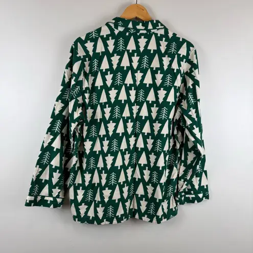 Hanna Andersson Adult Flannel Pajama Top Size Medium Winter Green Trees