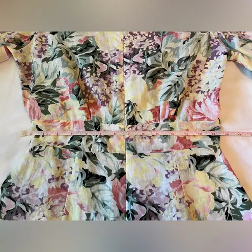 Faithfull the Brand Women’s Linen Floral Romper Yellow Pink Size 4 EUC