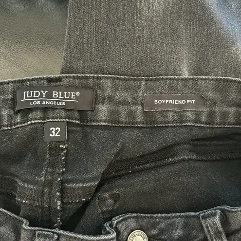 Judy Blue Black High-Rise Boyfriend Jeans Slim Fit Size 32 Cuffed or Uncuffed