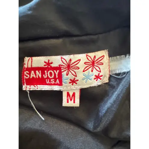 San Joy USA Black Quilted Zip Jacket Women’s Medium Knit Sleeves