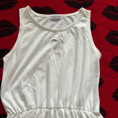Spinns Kawaii Japan White Sleeveless Tank Heart Cutout Dress S