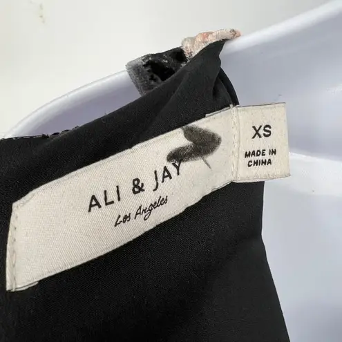 Ali & Jay Costes Black Floral Velvet Sleeveless V-Neck A-Line Dress Size XS