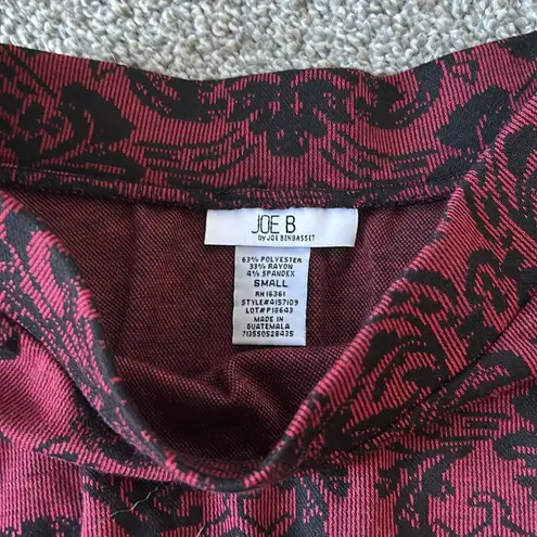 Joe B Burgundy Black Flower Mini Skirt Small