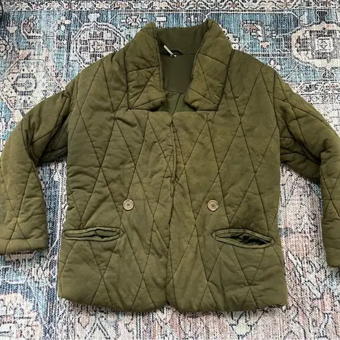 Free People  Tawny Pillow Puffer Jacket Coat Washed Green Oversized Size Small