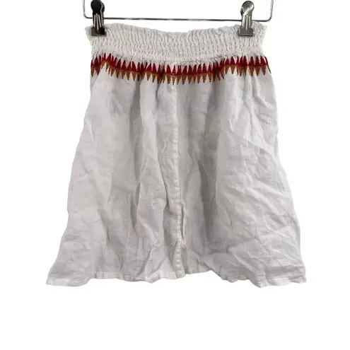 Johnny Was JW Los Angeles White Linen Skirt Embroidered Small