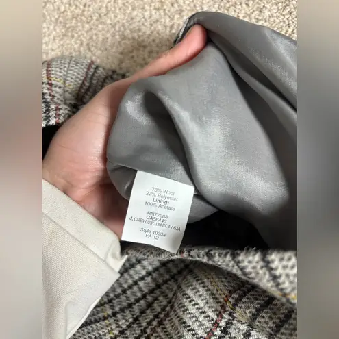 J . Crew The Pencil Skirt Size 2 Wool Blend Houndstooth Plaid Gray