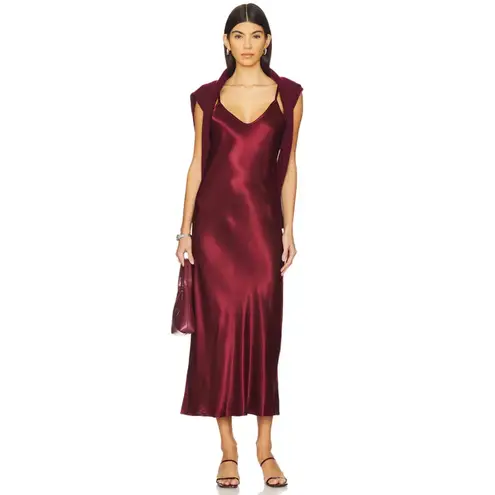 Enza Costa Ruby Satin Bias Cut Slip Dress Medium New Red