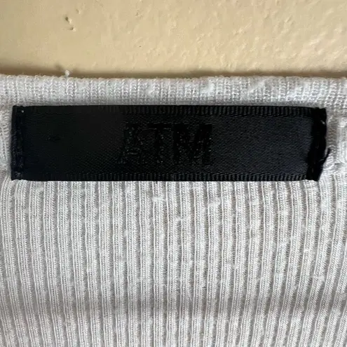 ATM Womens Butter Soft White Capsule VNeck Long Sleeve Size Medium Stretchy White