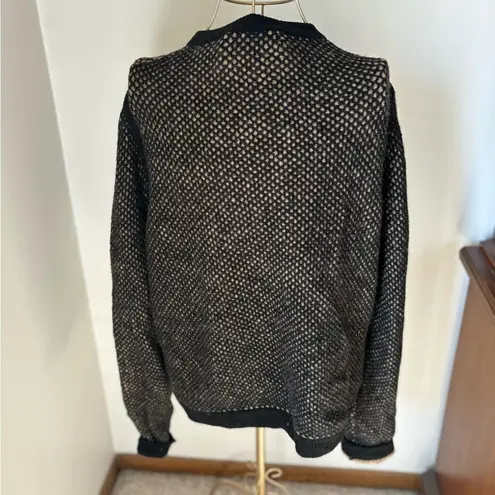 J.Crew  black tan hook and eye closure wool blend cardigan with pockets size L - Image 9