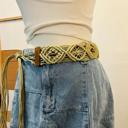 Weaved Cotton Wooden Beaded Woven Wrap Boho Indie Belt Tassel