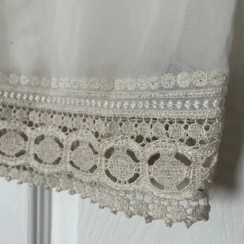 August Silk Options Lace Trim Embroidered Top - Size S