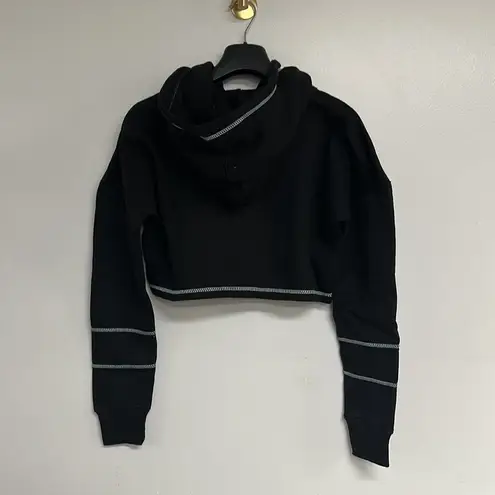 Playboy NWT  x Missguided Black Zip Through Contrast Stitch Cropped Hoodie