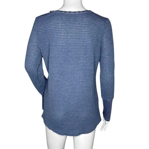 Sundance Shirt Womens Small Blue Ribbed Knit Thermal Lightweight Casual Lounge