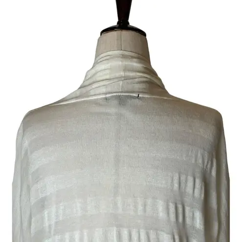 Pas de Calais Sweater Women Medium Ivory Stripe Shawl Collar Knit Cardigan White