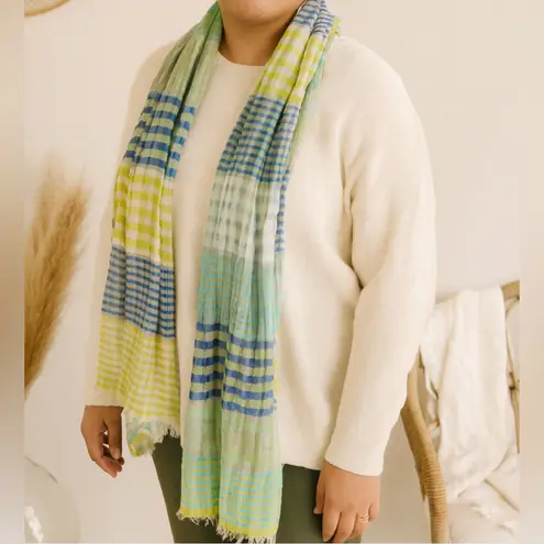 J. Jill Lightweight Cotton Crinkled Scarf MorningLP in Multicolor Yellow