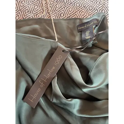 House of Harlow NEW! NWT Silky Cami Top Rhinestone Straps Emerald Green Size S