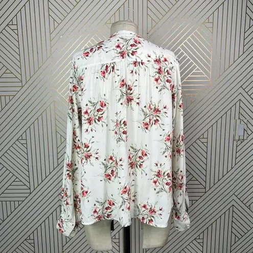 Flynn Skye Get Away Lace Up Front Blouse Day Desire White Red Floral Size US XS