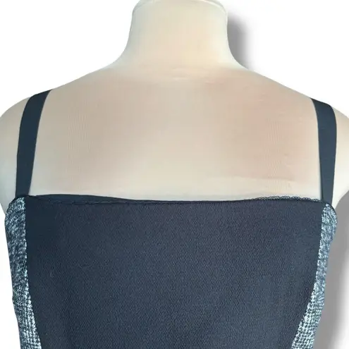 Save The Queen Italia Black Gray Tweed Colorblock Sheath Dress XL Square Neck Size M