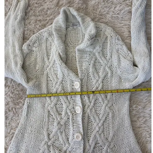 Carducci XL Cable Knit Button Front Shawl Collar Cardigan Chunky Sweater White