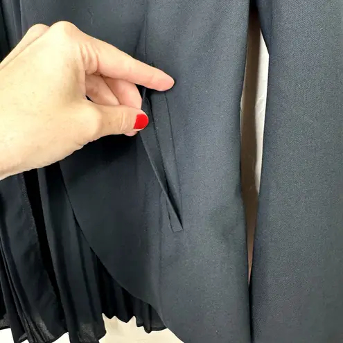 Trouve Nordstrom Black Pleated Flowy Chiffon Ethereal Back Open Jacket Blazer XS