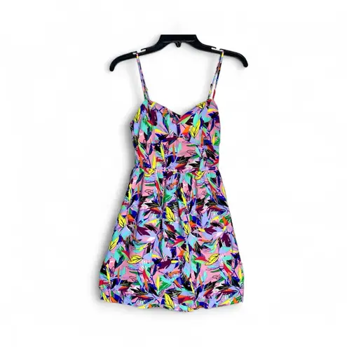 Love j Women’s Small Sundress Multicolor Leaf Print Fit & Flare Spaghetti Strap