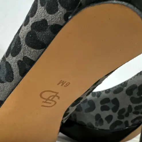 Circa Joan & David Leopard Print Genuine Leather Platform Heels Women’s Sz 6 Gray