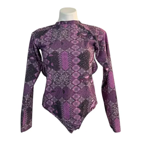 RUSTY Swim One Piece Long Sleeve Surf Suit Size L NEW Purple Floral Size L