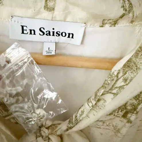 Nordstrom EN SAISON x  | Leighton Toile Minidress Ivory Cream Olive Green | Large