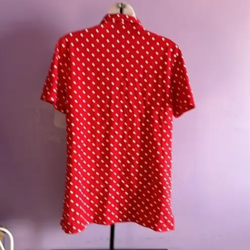 New Look 𝅺 Red/White Polka Dot Casual Button Down Blouse Size Small