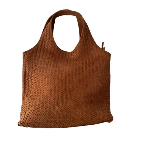 Platania Woven Italian Leather Extra Large Slouchy Hobo Shoulder Bag Brown