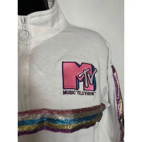MTV 1/4 Zip Cropped Sweatshirt size small Silver